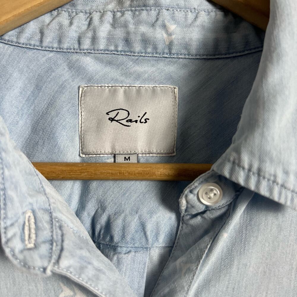 Rails Light Blue Chambray Arrow Long Sleeve Lyocell Button-Up Shirt Size Medium - Picture 9 of 10